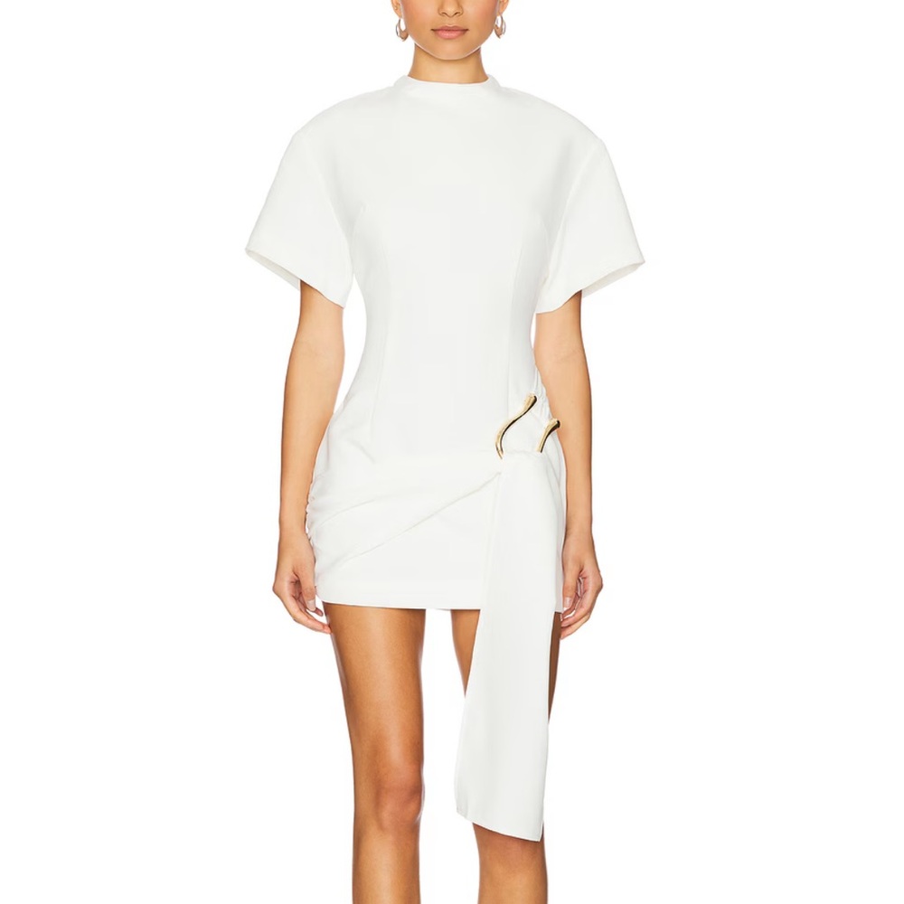 Lioness Martini Mini Dress with Draped Side and Gold Hardware